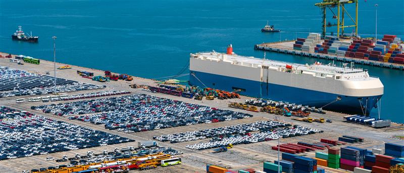 Car ferry at port