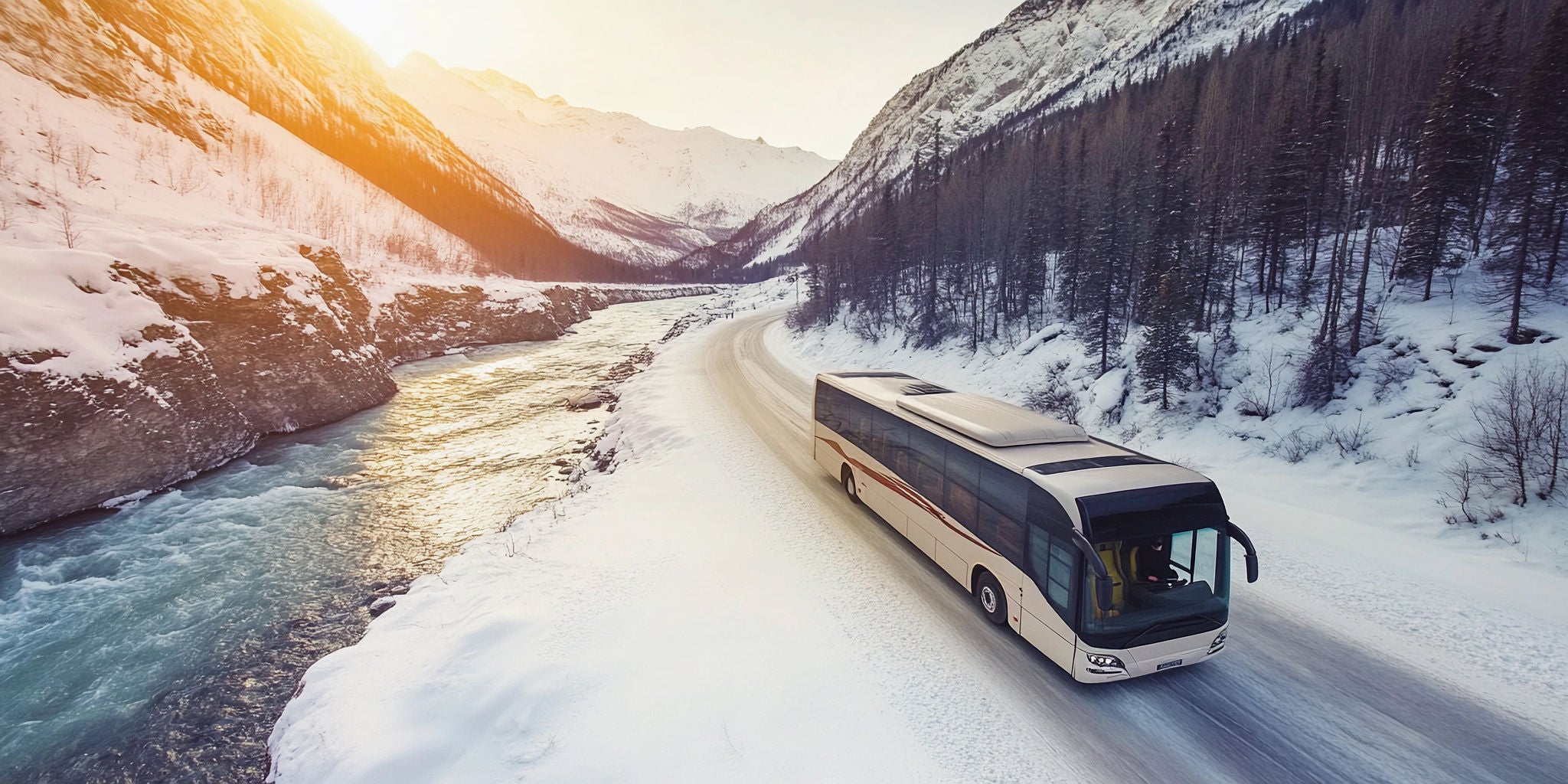 Bus on an icy road