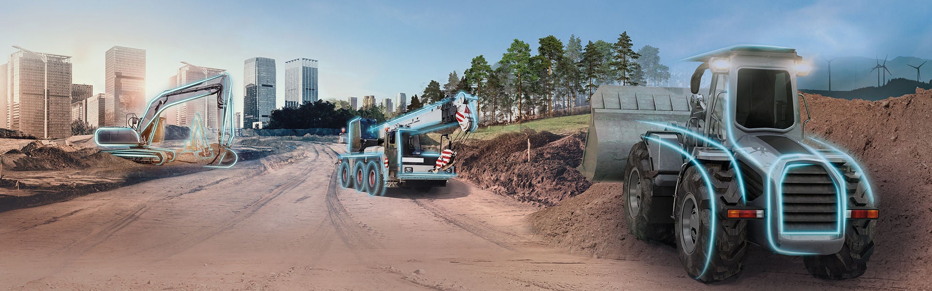 Visualisierte Baumaschinen