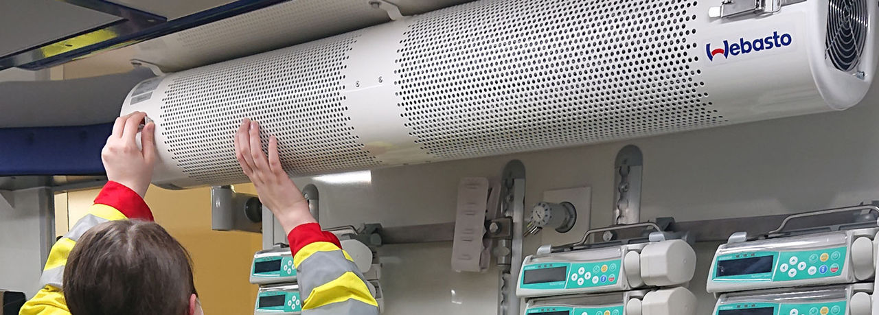Webasto HEPA-Luftfiltersystem im Rettungsfahrzeug optimiert Lufthygiene beim Patiententransport und zeigt Webasto als Systempartner für Fahrzeuglösungen