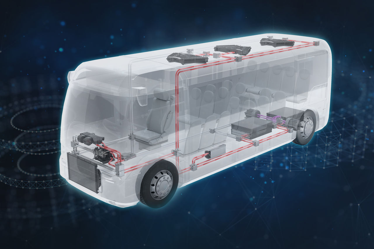 Webasto eTM im Elektromidibus: vernetzte Batterie- und Fahrgastklimatisierung zum Temperaturmanagement, unterstreicht Webastos Systempartnerrolle für die Presse